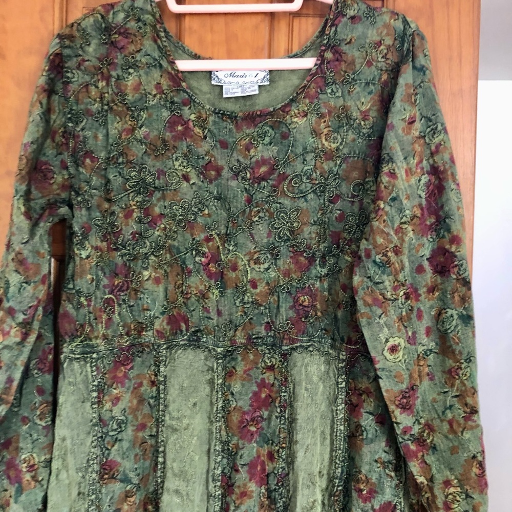 Marisol Renaissance Style Embroidered Boho Hippie Maxi Dress